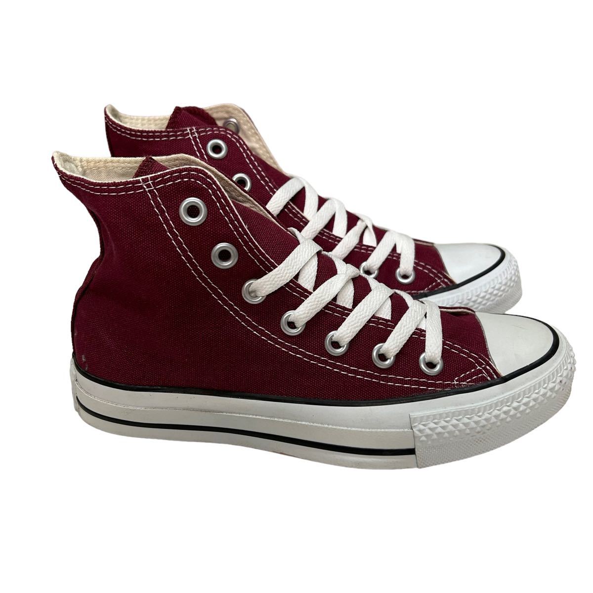 BB482 CONVERSE コンバース オールスター レディース ハイカットスニーカー US4 23cm ボルドー　キャンバス 良好_画像3