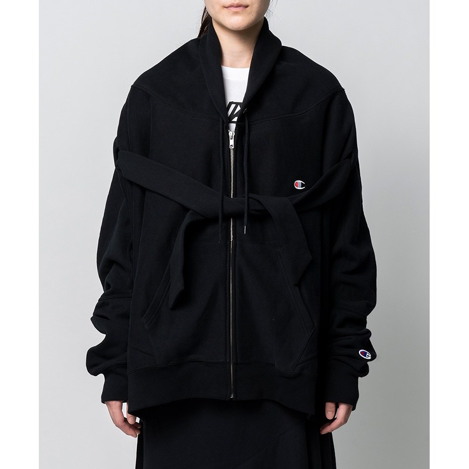 未使用 Champion x ANREALAGE (チャンピオン アンリアレイジ) 変形 スウェットパーカ / M / 黒 / REVERSE WEAVE Zip Hooded Sweatshirt_画像3