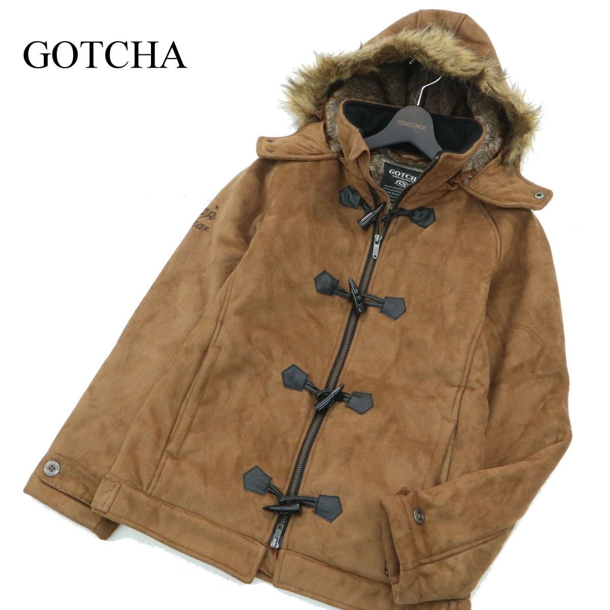 GOTCHA ガッチャ 秋冬 裏ボア★ フェイク ムートン ジップアップ ダッフル コート Sz.M　メンズ サーフ　A3T14370_B#N_画像1