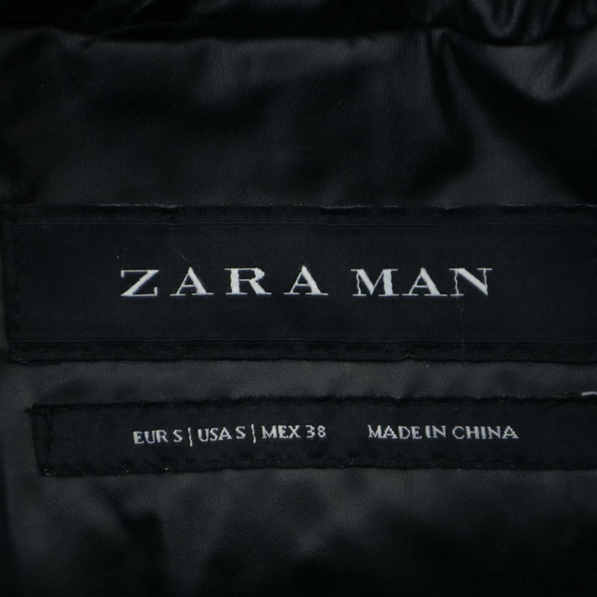 ZARA MAN ザラ マン 秋冬 中綿★ シングル ライダース ジャケット ブルゾン Sz.S　メンズ 黒　A3T14376_B#N_画像5