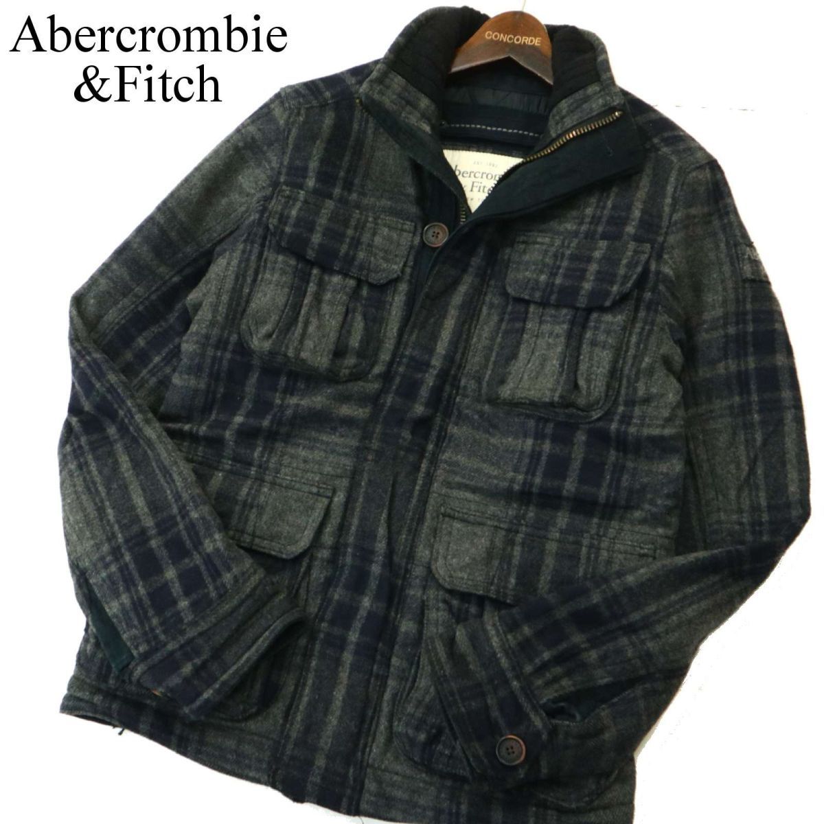 Abercrombie&Fitch アバクロンビー＆フィッチ 秋冬 LAKE HARRIS JACKET★ ウール チェック 中綿 ジャケット Sz.S　メンズ　A3T14357_B#N_画像1