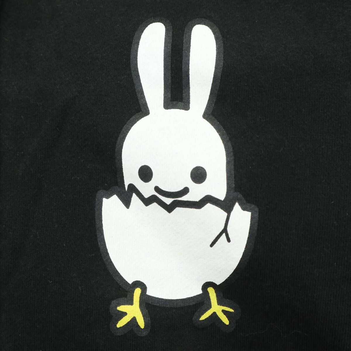 CUNE キューン 通年 【EGG たまご うさぎ】 プリント ジップアップ フーディー パーカー Sz.L　メンズ 黒　A3T14645_C#O_画像4