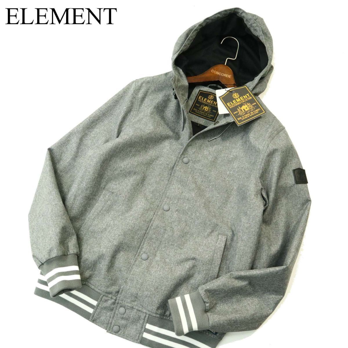 【新品 未使用】 ELEMENT エレメント 通年 フーディー スタジャン ジャケット Sz.S　メンズ グレー　A3T14827_C#O_画像1