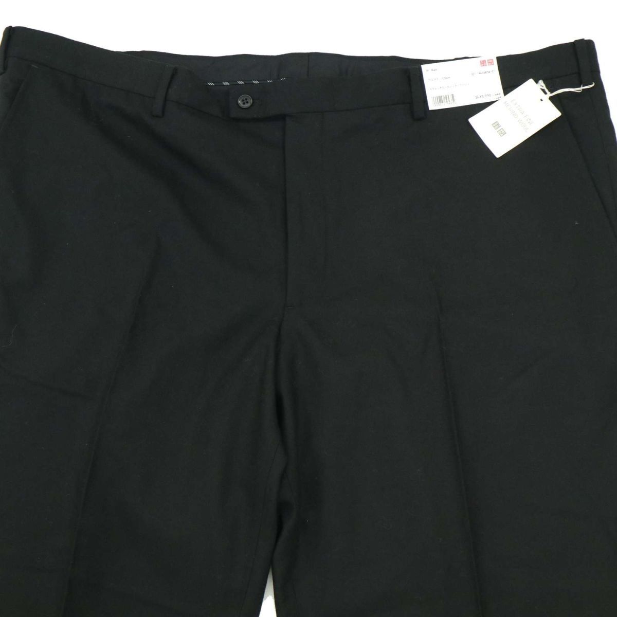 新品 未使用★ UNIQLO ユニクロ 秋冬 ストレッチ ウール ノータック スラックス パンツ Sz.120 メンズ 黒 大きいサイズ 特大　A3B05624_C#Q_画像3