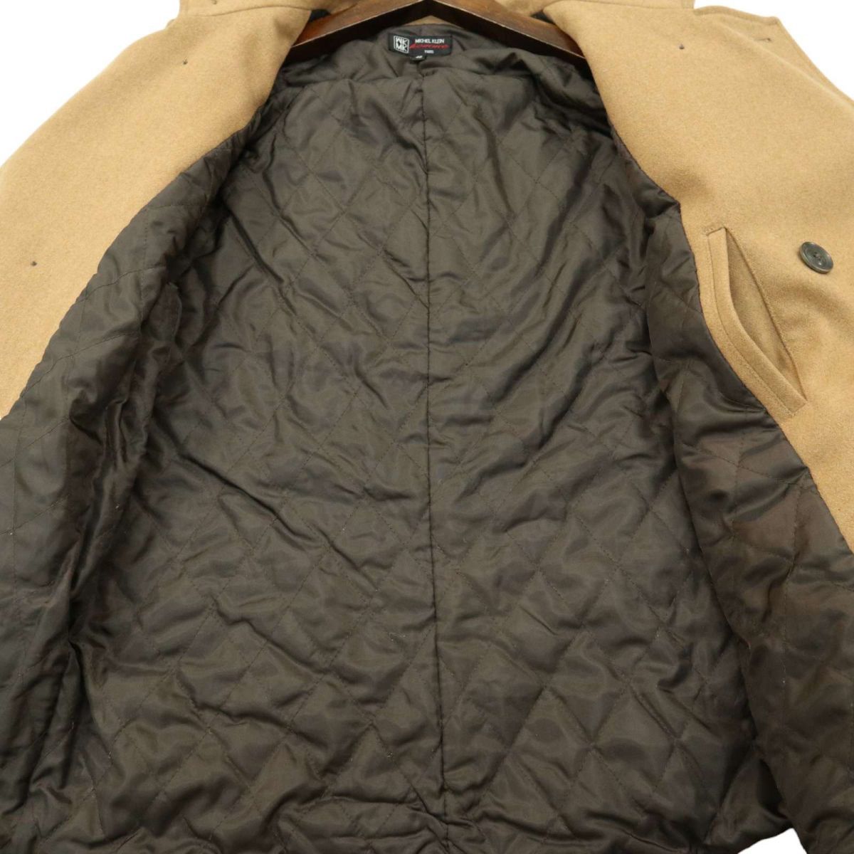 MK HOMME Michel Klein Homme autumn winter wool .* return collar cotton inside pea coat Sz.48 men's beige A3T15303_C#N