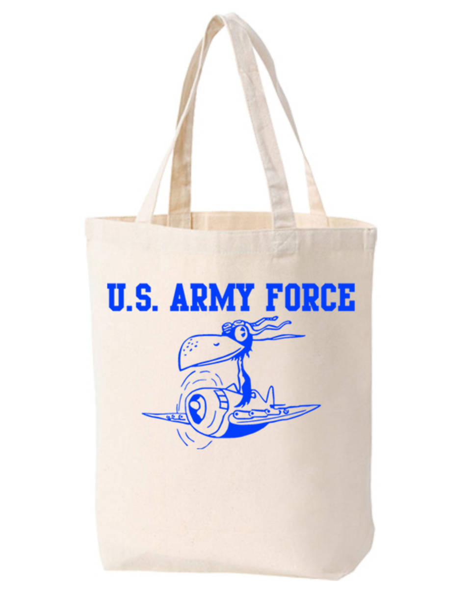 【8oz BAG】 【S-MEDIUM】【ARMY FORCE AR】【トート】【男女兼用】【生成り-青】BAG. 売の画像1