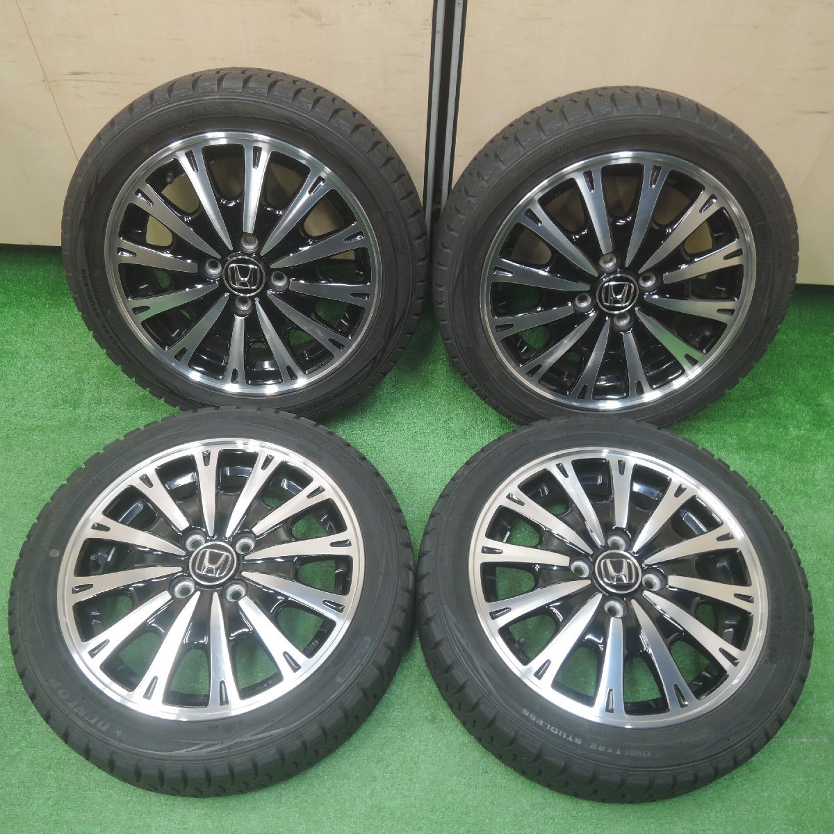 *送料無料*バリ溝！キレイ！8.5分★ホンダ N-BOX カスタム 純正 165/55R15 スタッドレス ダンロップ WM01 PCD100/4H★3112008SYス_画像1