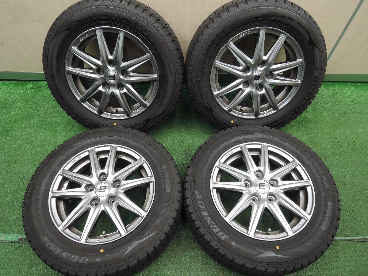 *送料無料*バリ溝 21年 9.5分★スタッドレス 195/65R15 ダンロップ ウインターマックス WM02 SEIN PCD114.3/5H★3112502HAス_画像1