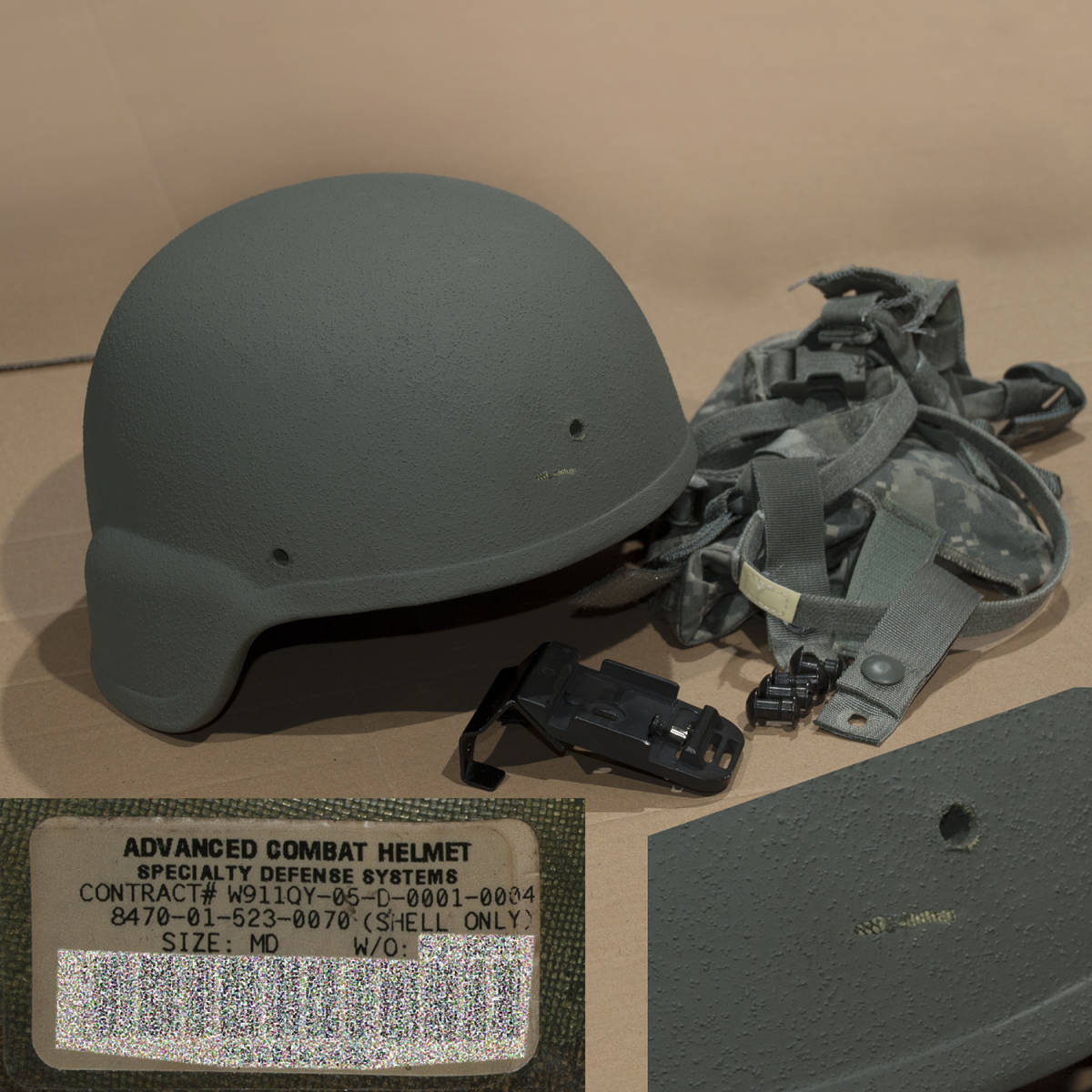 米軍実物 SDS製 ACH　M サイズ (Advanced Combat Helmet) M (MEDIUM ミディアム) コンバット ヘルメット ノーマル支_塗装の剥離や傷等があります。パッドは無し