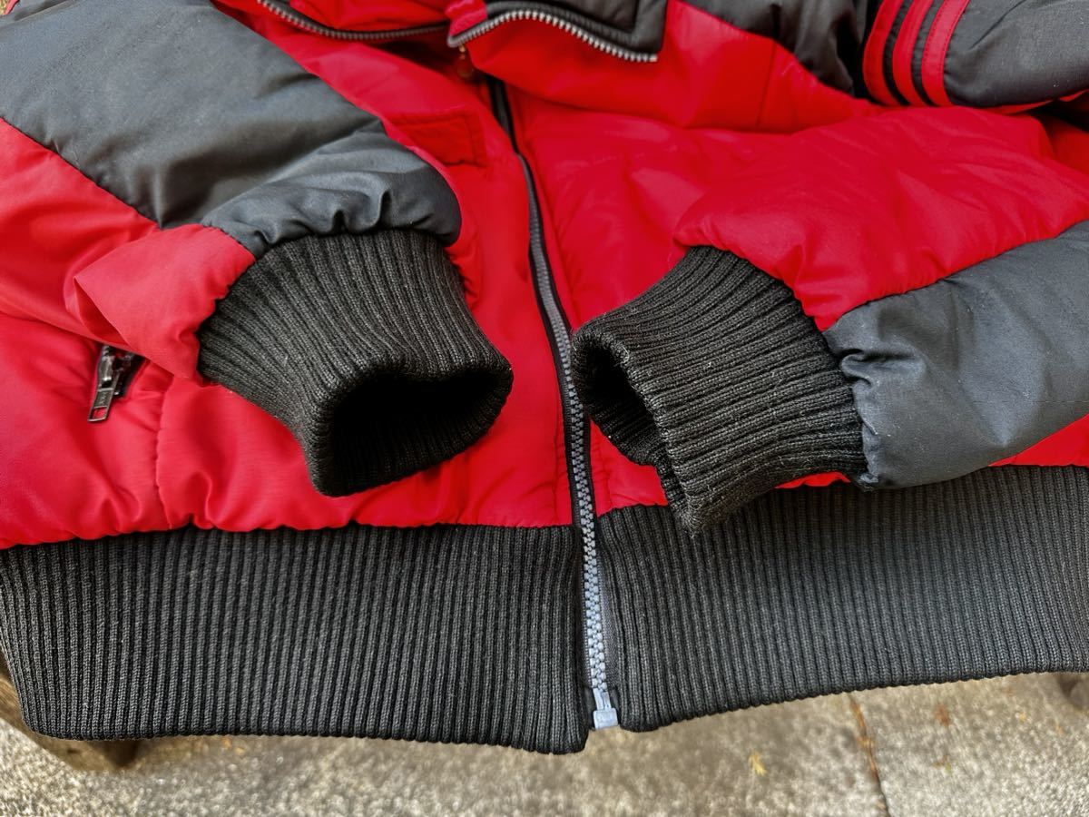 80年 adidas デサント製 西ドイツ アディダス ビンテージ スキージャケット 黒×赤 サイズO トレフォイル