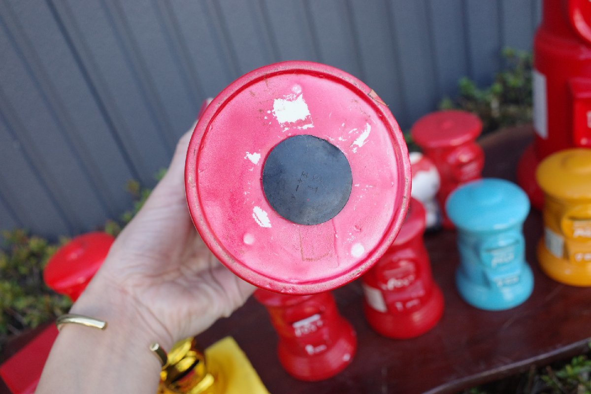 0 post office post. shape. savings box 11 point set Hello Kitty ceramics retro Showa era Vintage old tool. gplus Hiroshima 2312i