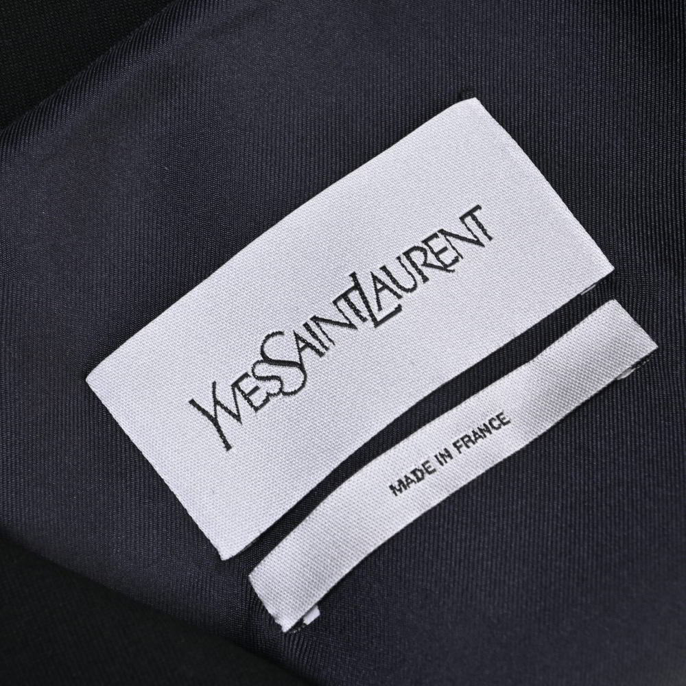 美品 Yves Saint Laurent フランス製 ウール混 ノーカラージャケット 36 ブラック イヴサンローラン KL4BKAUS17_画像7