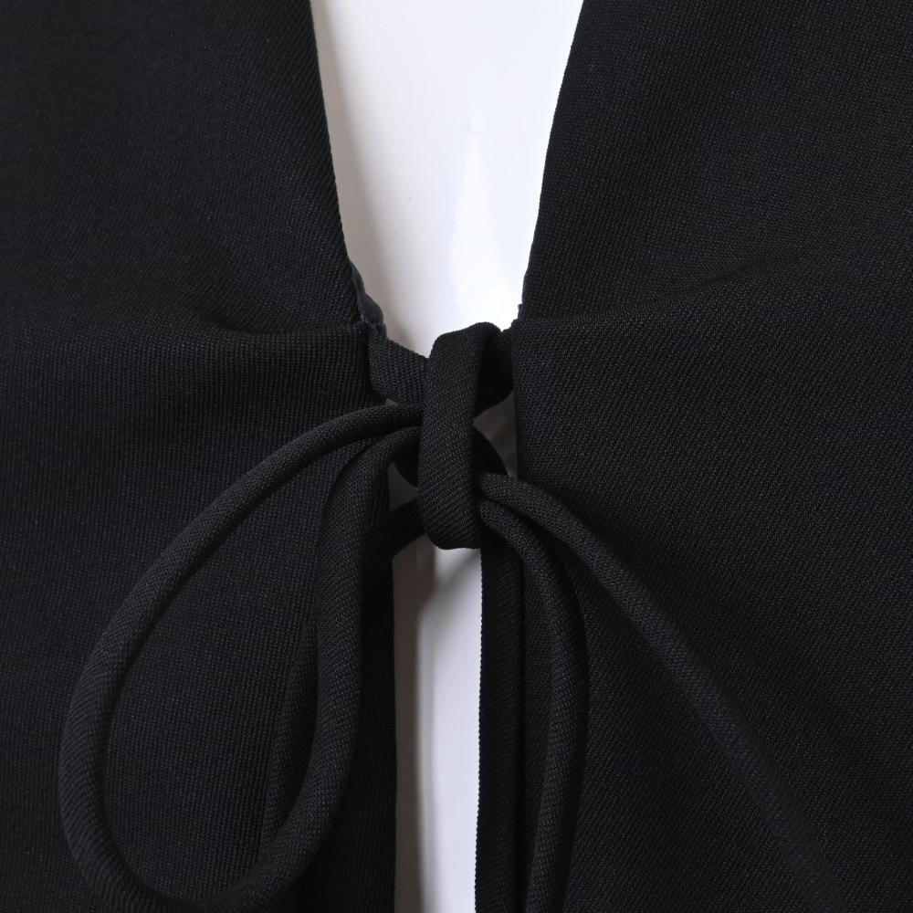 美品 Yves Saint Laurent フランス製 ウール混 ノーカラージャケット 36 ブラック イヴサンローラン KL4BKAUS17_画像5