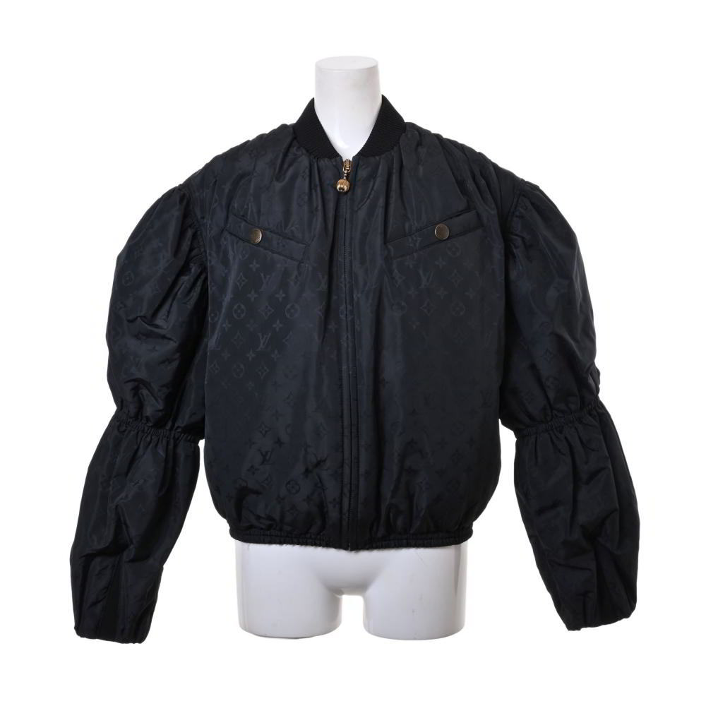  beautiful goods LOUIS VUITTON monogram silk . Bomber jacket blouson 34 black Louis Vuitton KL4BU2QK21