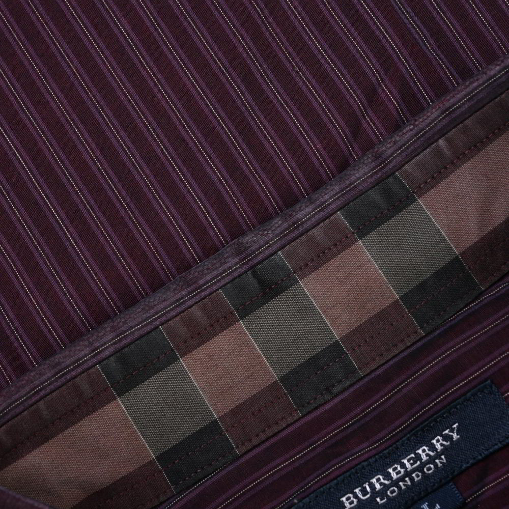Burberry London ストライプ コットン ドレスシャツ L ブラウン バーバリー ロンドン KL4BKHBP13_画像6