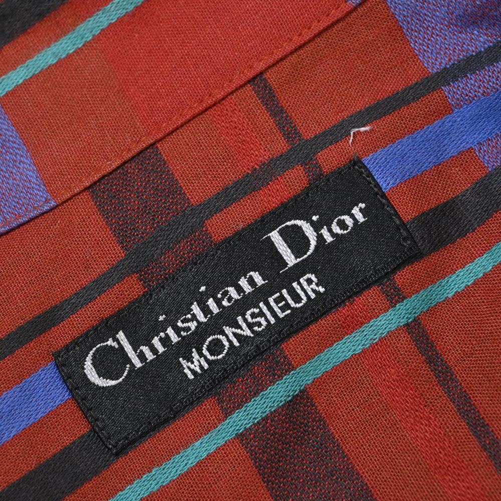 Christian Dior MONSIEUR cotton check open color shirt L Brown Christian Dior KL4BKHBU12