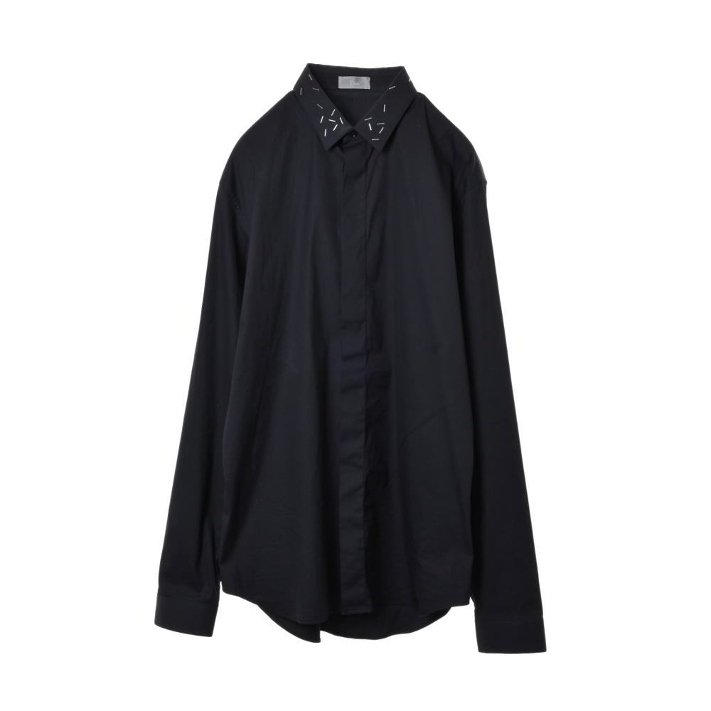 Dior HOMME ステープラー ラペル装飾 比翼 ドレスシャツ 39 ブラック ディオールオム KL4BU2BK21_画像1