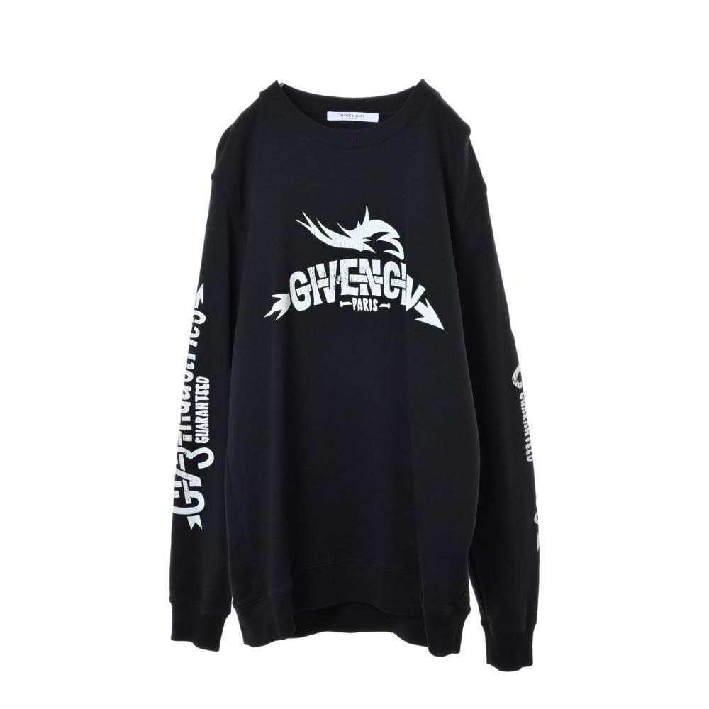 美品 GIVENCHY プリント プルオーバー スウェット M ブラック ジバンシイ KL4BU2CU22