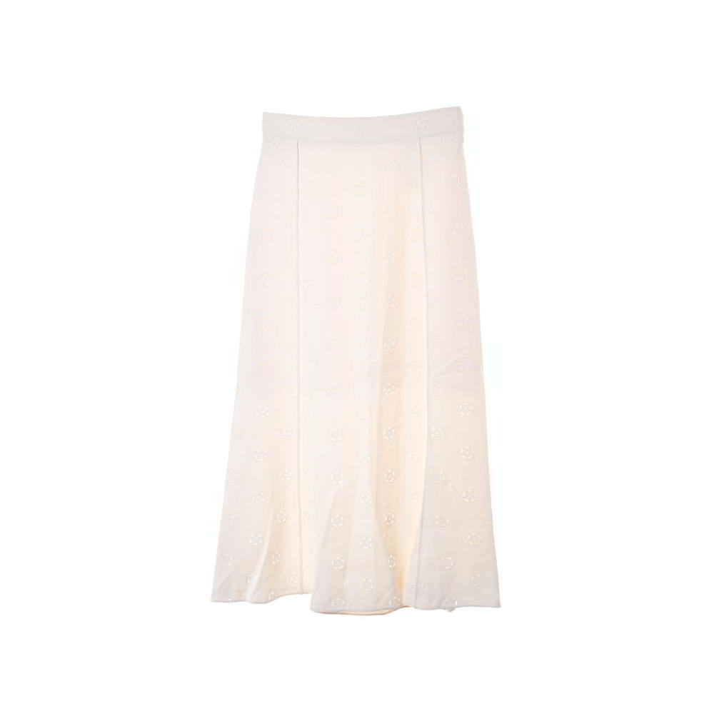 美品 Chloe フラワー イギリス刺繍 ロングスカート 36 ホワイト クロエ KL4BKHSC15_画像1