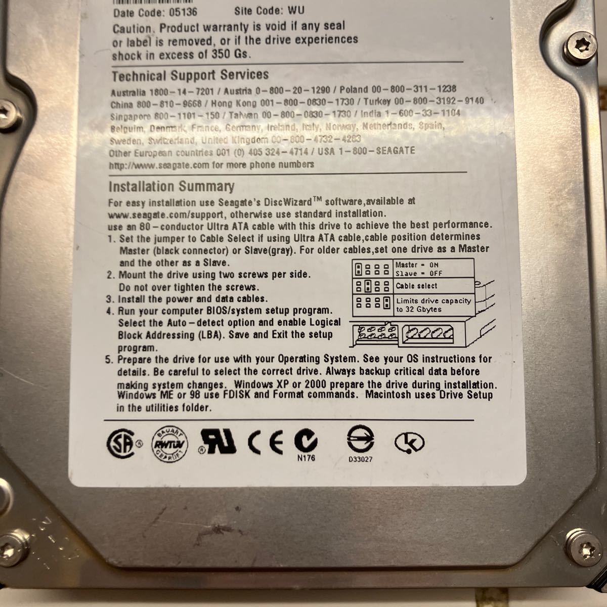 IDE　ハードディスク　80GB Seagate Barracuda 7200.7 80GB ST380011A_画像4