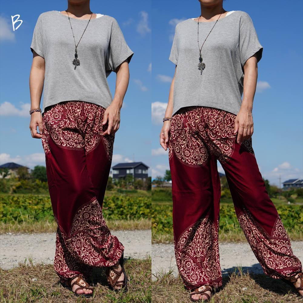 * ethnic Aladdin pants ba lock print including carriage * new goods B* Asian monkey L yoga unisex room wear 