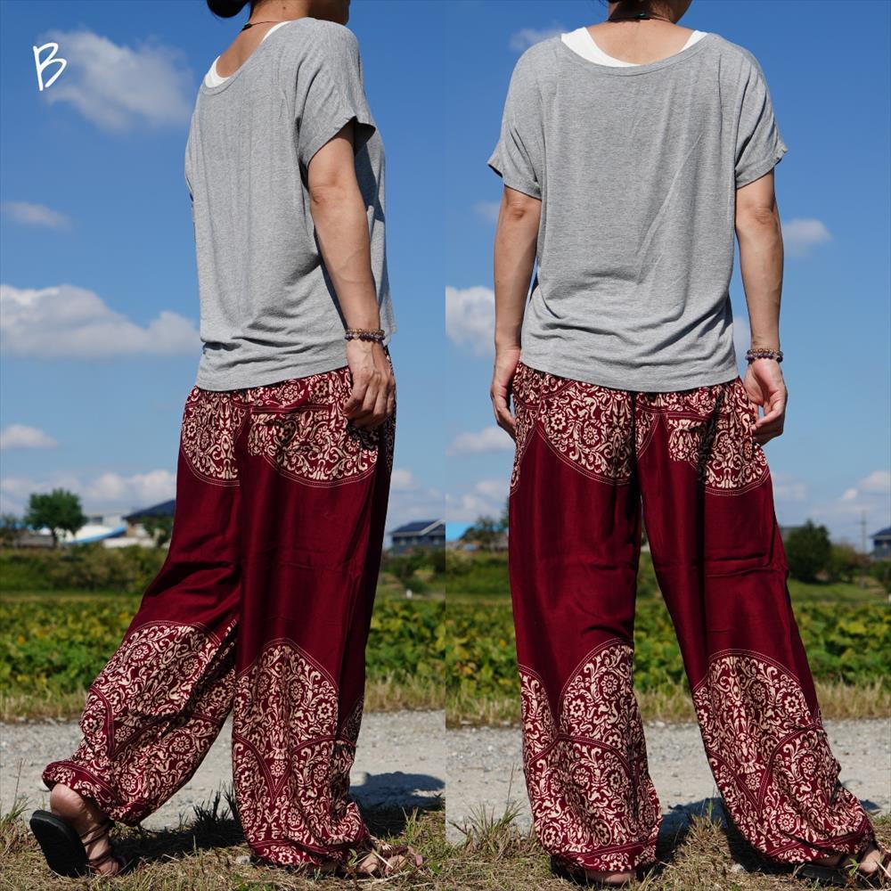 * ethnic Aladdin pants ba lock print including carriage * new goods B* Asian monkey L yoga unisex room wear 