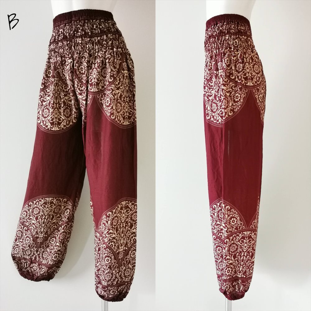 * ethnic Aladdin pants ba lock print including carriage * new goods B* Asian monkey L yoga unisex room wear 