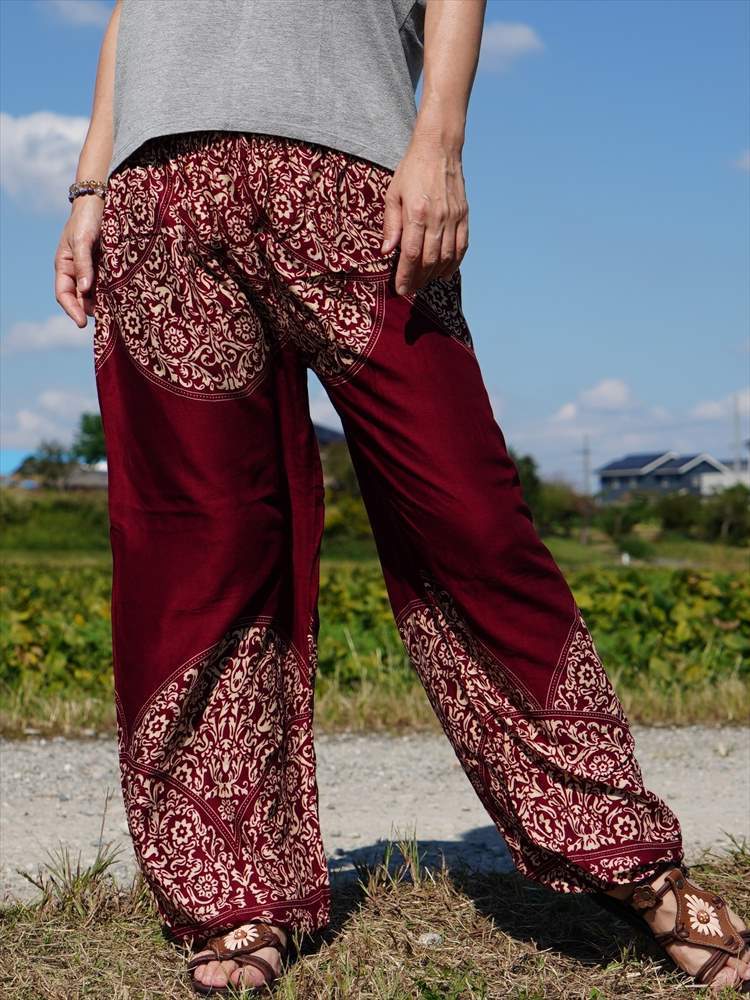 * ethnic Aladdin pants ba lock print including carriage * new goods B* Asian monkey L yoga unisex room wear 