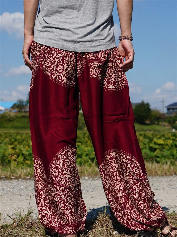 * ethnic Aladdin pants ba lock print including carriage * new goods B* Asian monkey L yoga unisex room wear 