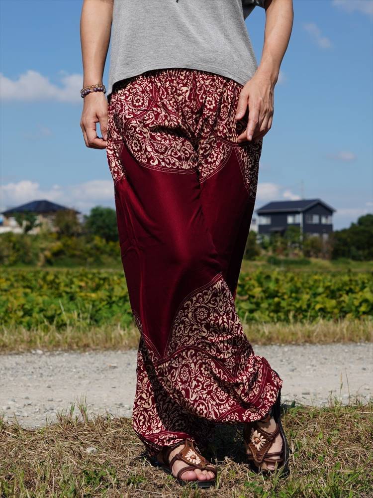 * ethnic Aladdin pants ba lock print including carriage * new goods B* Asian monkey L yoga unisex room wear 