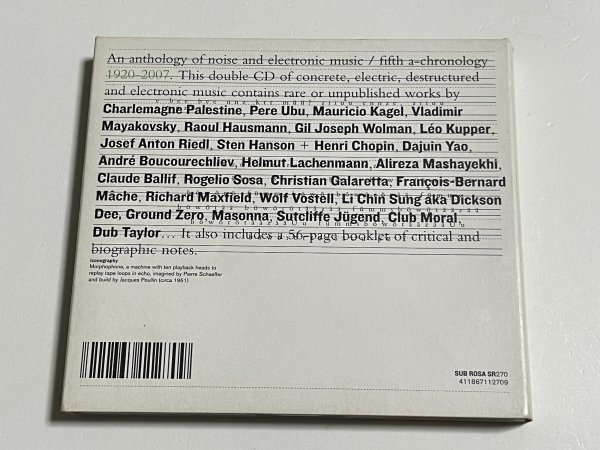 2枚組CD『An Anthology Of Noise & Electronic Music / Fifth A-Chronology 1920-2007』(Sub Rosa SR270) ノイズ 電子音楽コンピ_画像2