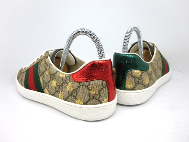 ◆本物保証◆グッチ◆GUCCI◆2023年(107,800円)◆メンズ/エース/ビー/GGスプリーム/スニーカー/シューズ/靴/革靴/約25.5～26㎝★☆極美品★_靴ベラ使用でヒールに型崩れもありません。