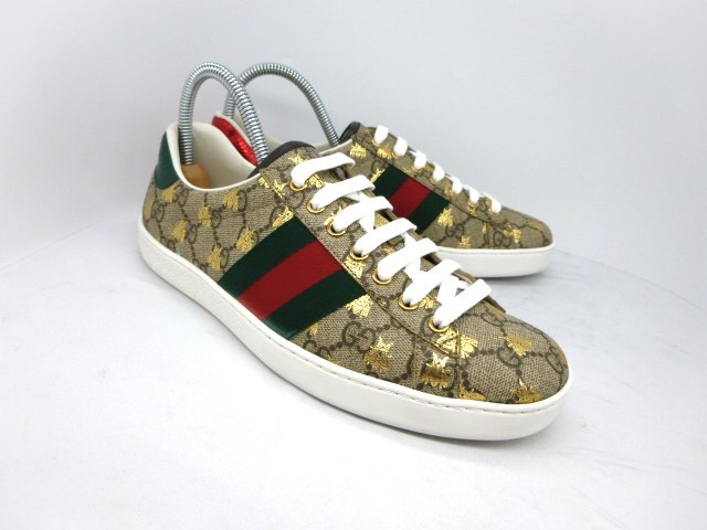 ◆本物保証◆グッチ◆GUCCI◆2023年(107,800円)◆メンズ/エース/ビー/GGスプリーム/スニーカー/シューズ/靴/革靴/約25.5～26㎝★☆極美品★_ひと目でGUCCIだとわかる逸品です。