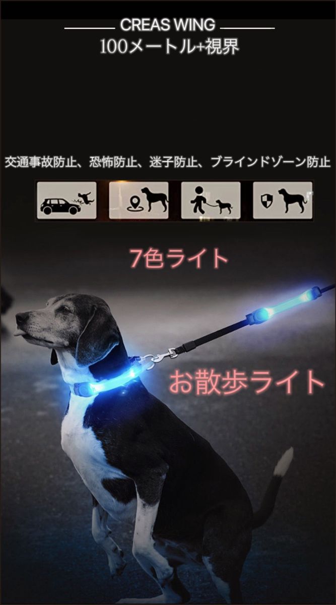 おさんぽライト 安全 犬用 ライト 7色 犬 猫 散歩 光る 首輪 リードに貼り付け LED お散歩 ライト 【即日発送】