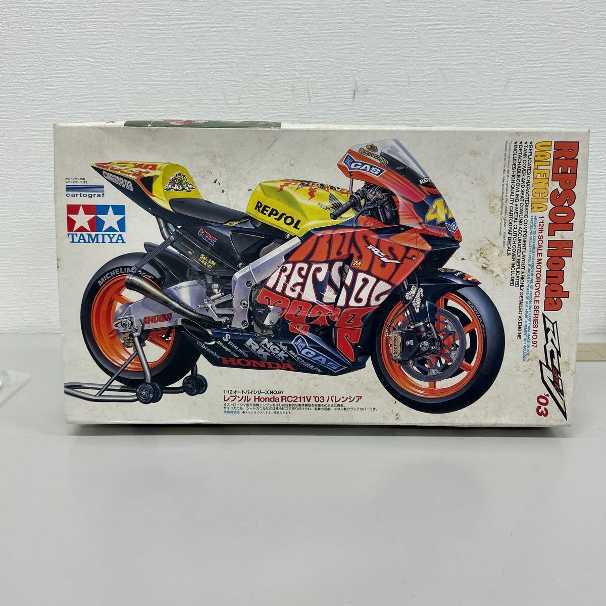 1円~TAMIYA タミヤ レプソル Honda RC211V’03 バレンシア 1/12 オートバイシリーズNO.97 プラモデル_画像1
