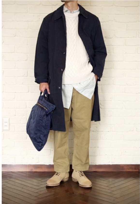 PORTER CLASSIC　GABARDINE COAT　ネイビー　L ポータークラシック　ステンカラーコート　ロフトマン取扱い商品　インディゴ