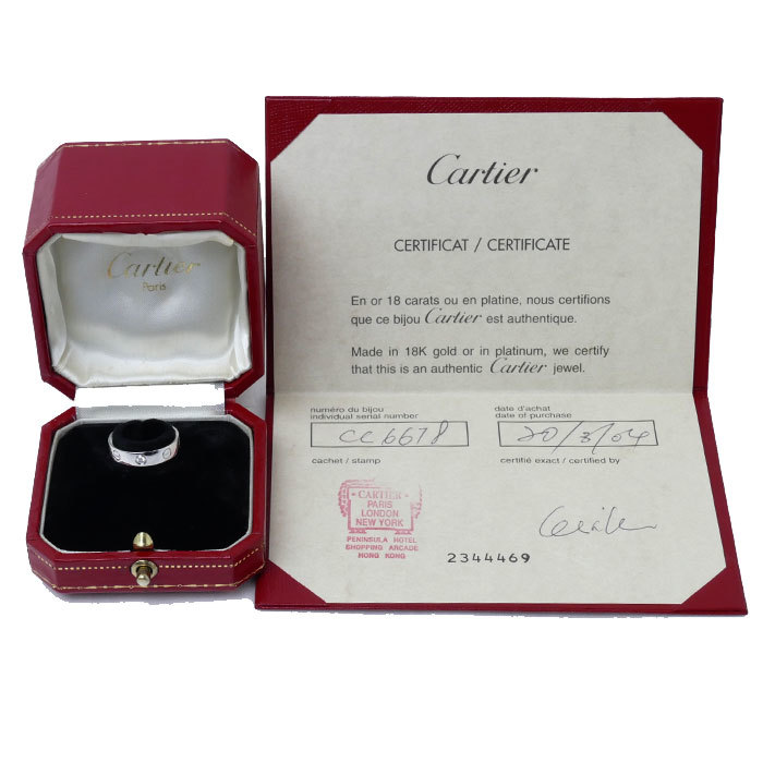 CARTIER カルティエ K18WG ホワイトゴールド ミニラブ 1Pダイヤ リング・指輪 B4050548 ダイヤモンド 8号 48 4.3g レディース 中古 美品の画像8