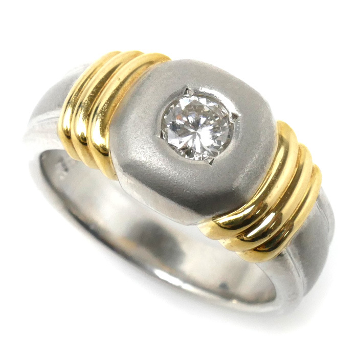 大特価 意味 Pt900/K18YG リング・指輪 ダイヤモンド0.30ct 16号 18.9g メンズ 中古 プラチナ