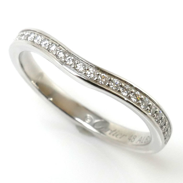 全ての カーブ バレリーナ Pt950プラチナ カルティエ CARTIER ハーフエタニティ 美品 中古 レディース 2.9g 48 8号 B4093048 リング・指輪 ダイヤ プラチナ