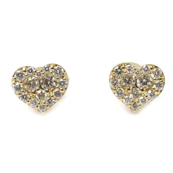 全ての Vecchio Ponte ポンテヴェキオ 美品 中古 レディース 1.6g ダイヤモンド0.23ct/0.23ct ピアス ハート イエローゴールド K18YG ポンテヴェキオ