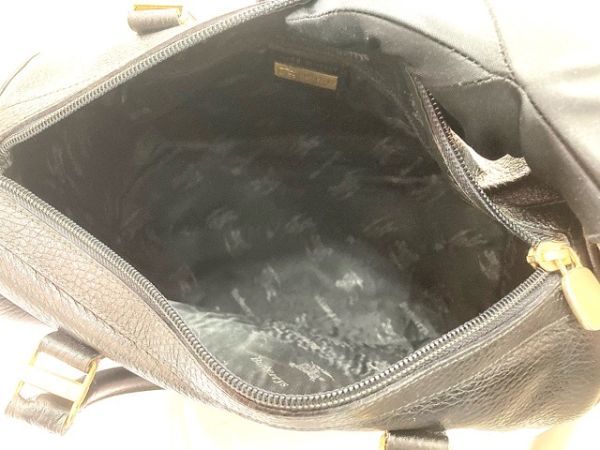BURBERRY バーバリー レザー ボストンバッグ ハンドバッグ ブラックカラー 保存袋付き fah 12A498/10_画像7