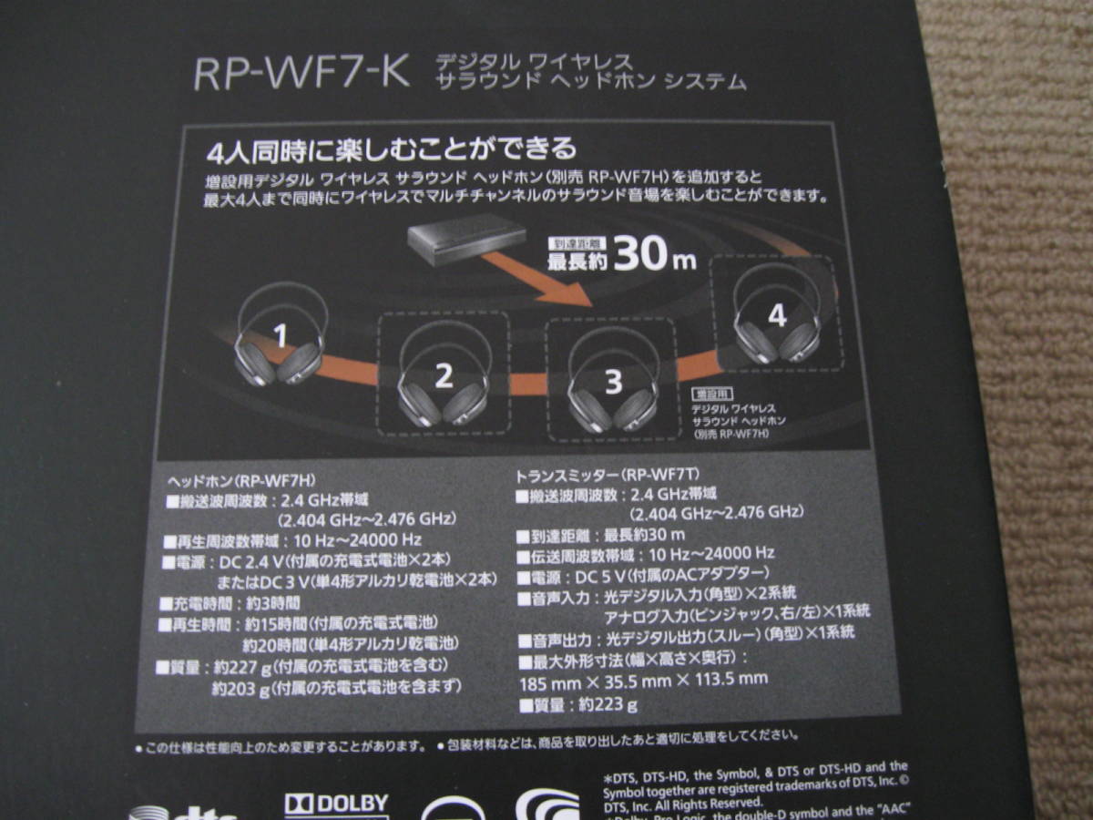  原文:【未使用品】Panasonic 7.1ch サラウンドヘッドフォン RP-WF7 
