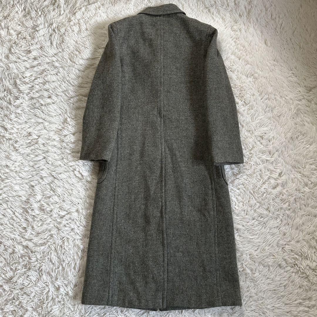 黄金コラボ Ralph Lauren Harris Tweed ラルフローレン×ハリスツイード メンズ ステンカラーコート ロング ウール L相当 ビジネス グレー_画像6