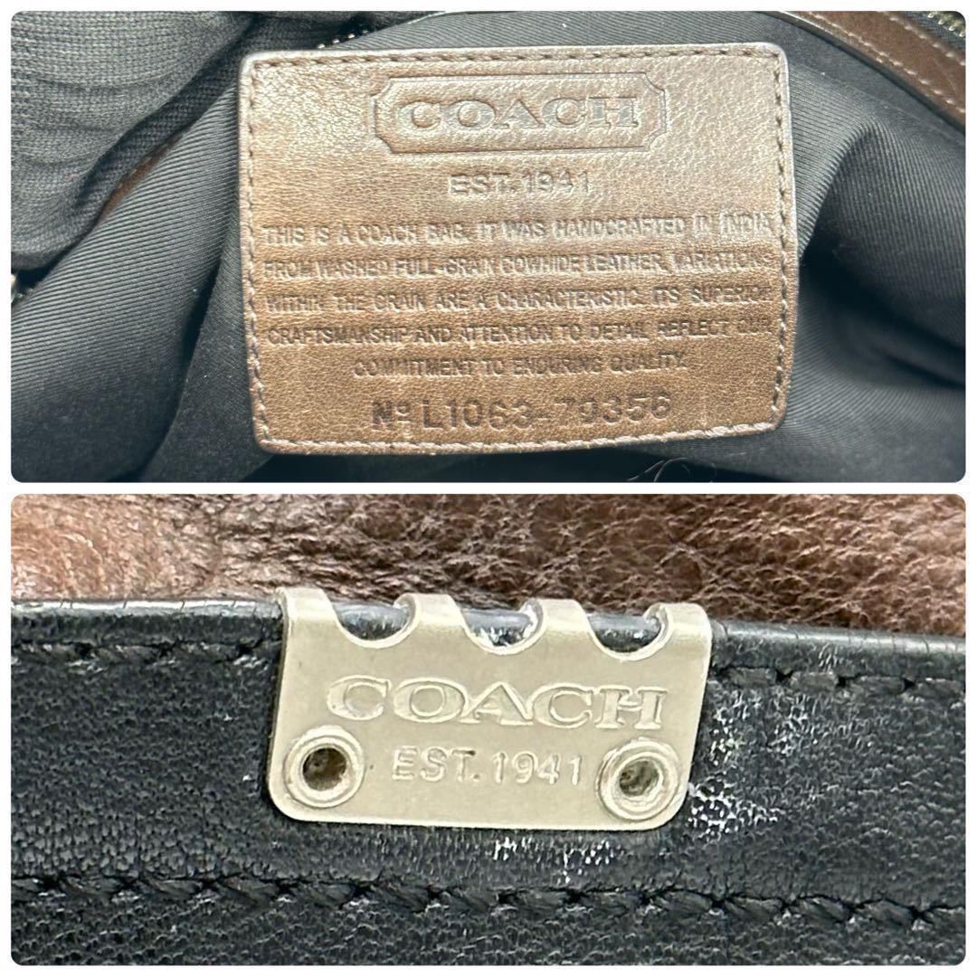 美品 コーチ COACH ブリーカー ウォッシュドレザー トートバッグ 肩掛け A4 メンズ ビジネス 仕事 本革 レザー 黒 ブラック ビジネスバッグ_画像10