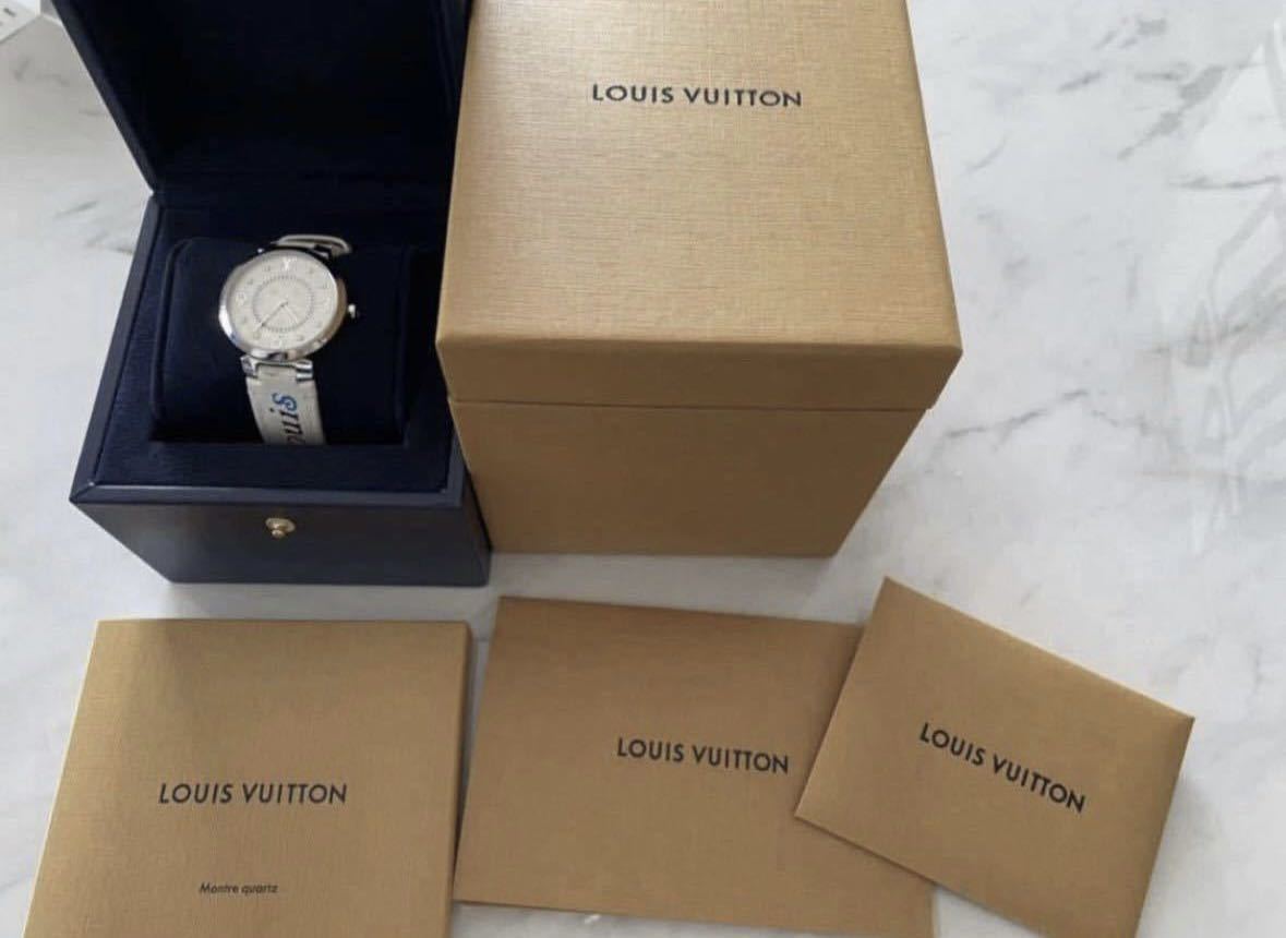 ルイヴィトン LOUIS VUITTON ダイヤ レディース タンブール 腕 時計 革ベルト スリム時計 モノグラム Watch