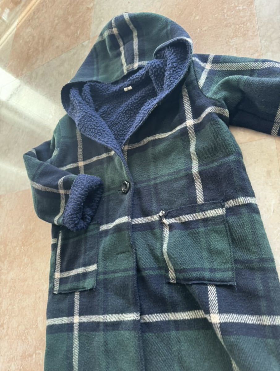  coat hood Kids long sleeve child clothes tartan check outer jacket size 130 Junior child girl outer garment 