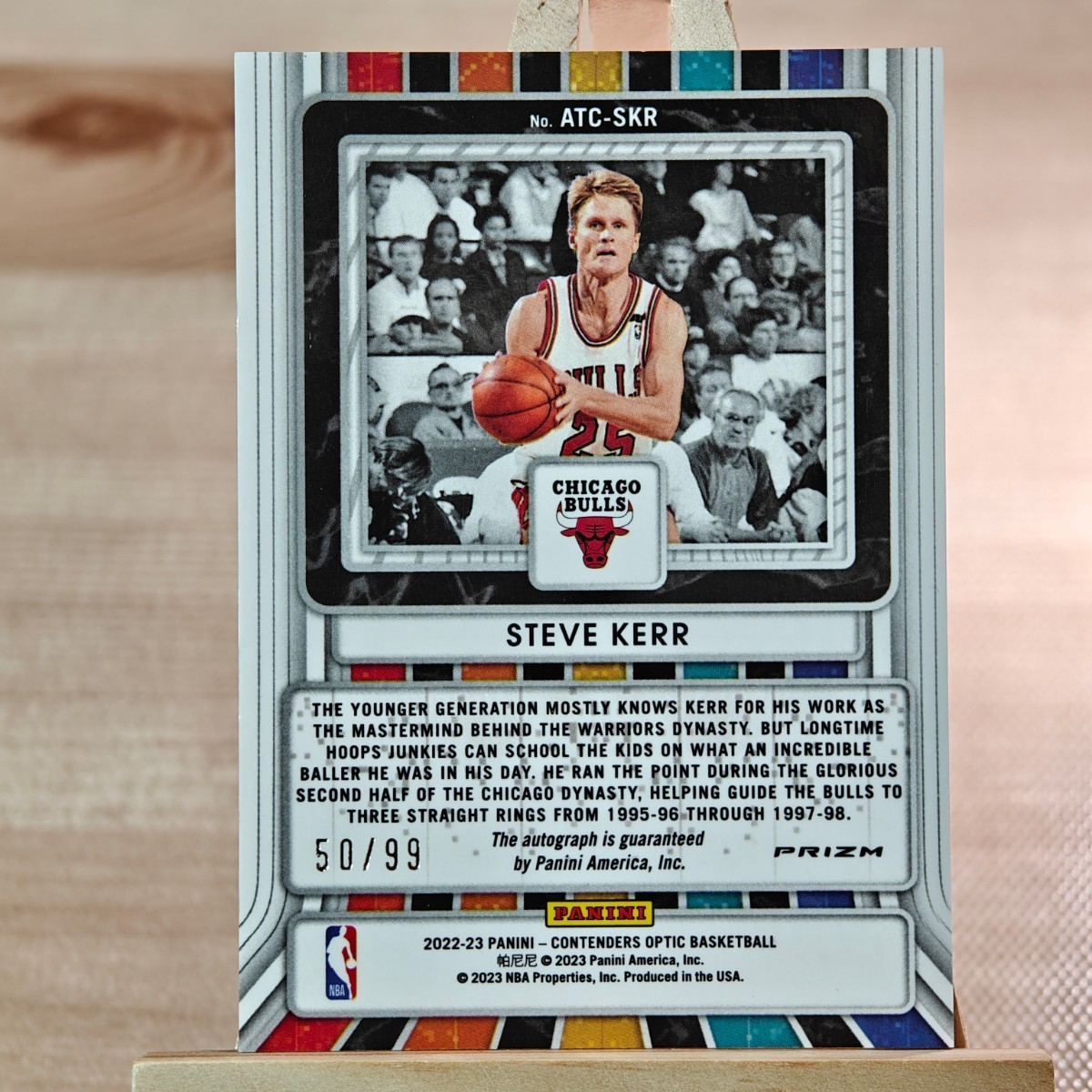 99枚限定 スティーブ・カー 2022-23 Panini Contenders Optic All Time Silver Prizm Auto Steve Kerr 50/99 直筆サインカード_画像2