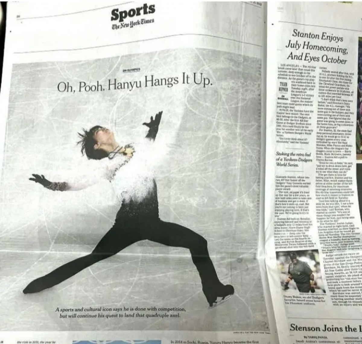 ◆超貴重◆新品◆羽生結弦選手◆New York Times アメリカ本国版 新聞記事◆ソチオリンピック 平昌五輪 中国北京 ニューヨークタイムズの画像3