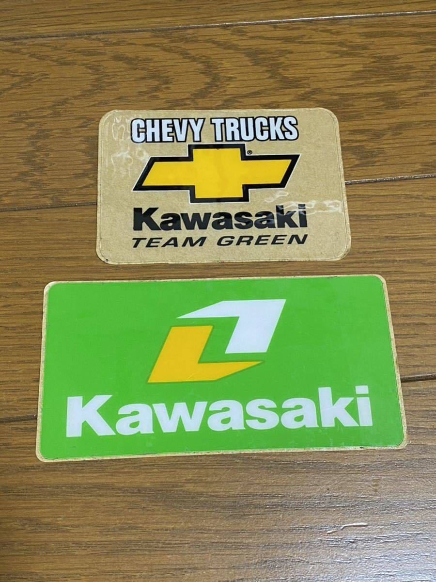 KAWASAKI TEAM GREEN CHEVY TRUCKS KX KLX Monster Energy ONE Industriesカワサキ シボレー 未使用品 年代物 ステッカー 2枚セット_画像1