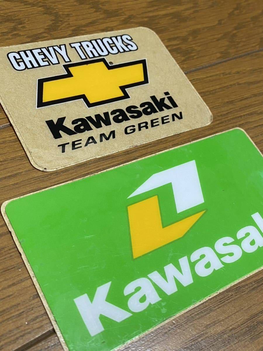 KAWASAKI TEAM GREEN CHEVY TRUCKS KX KLX Monster Energy ONE Industriesカワサキ シボレー 未使用品 年代物 ステッカー 2枚セット_画像2